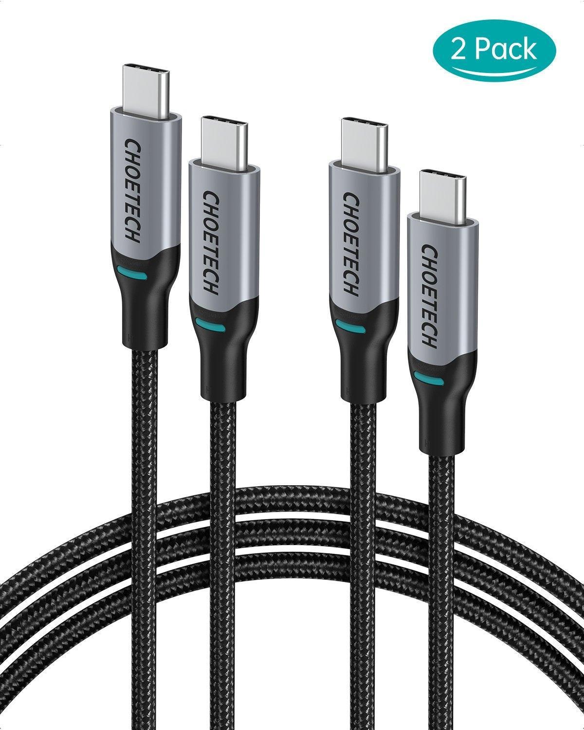 CHOETECH MIX00073 (XCC-1002 x2) 100W USB-C Braided Fast Charging Cable 1.8M 2 Pack - John Cootes