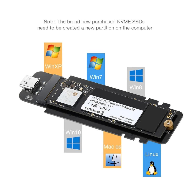 CHOETECH PC-HDE02 M.2 to USB SSD Reader (Enclosure only) Supports M-Key (PCI-E NVMe-based) - John Cootes
