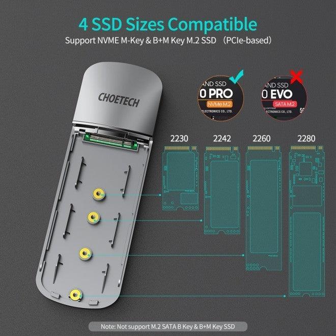 Choetech PC-HDE16 USB-C to M.2 B-Key Hard Drive Enclosure (10Gbps) - John Cootes