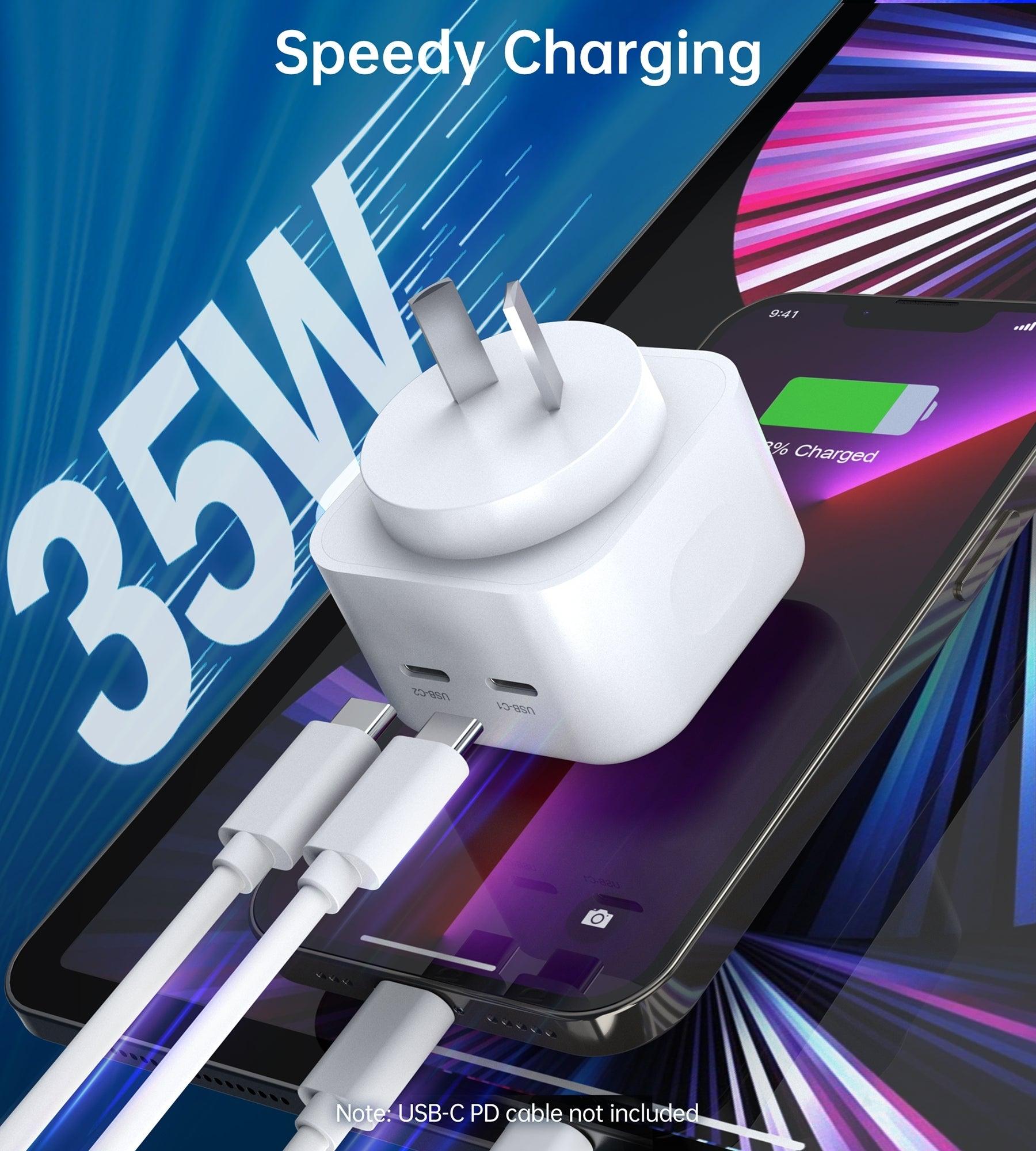 CHOETECH Q5008 PD 35W Dual USB-C Charger - John Cootes