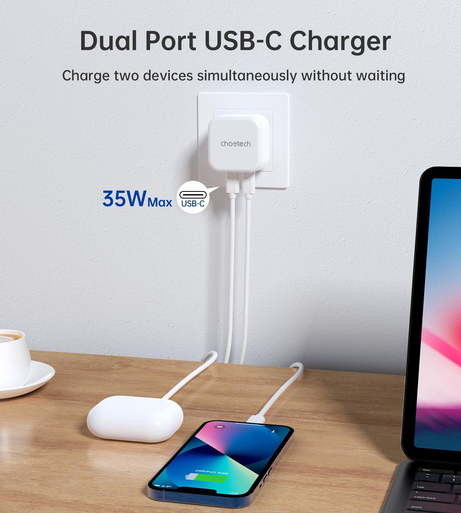 CHOETECH Q5008 PD 35W Dual USB-C Charger - John Cootes