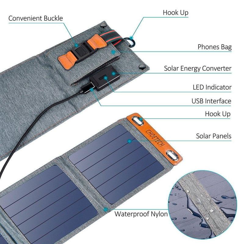 CHOETECH SC004 14W USB Foldable Solar Powered Charger - John Cootes