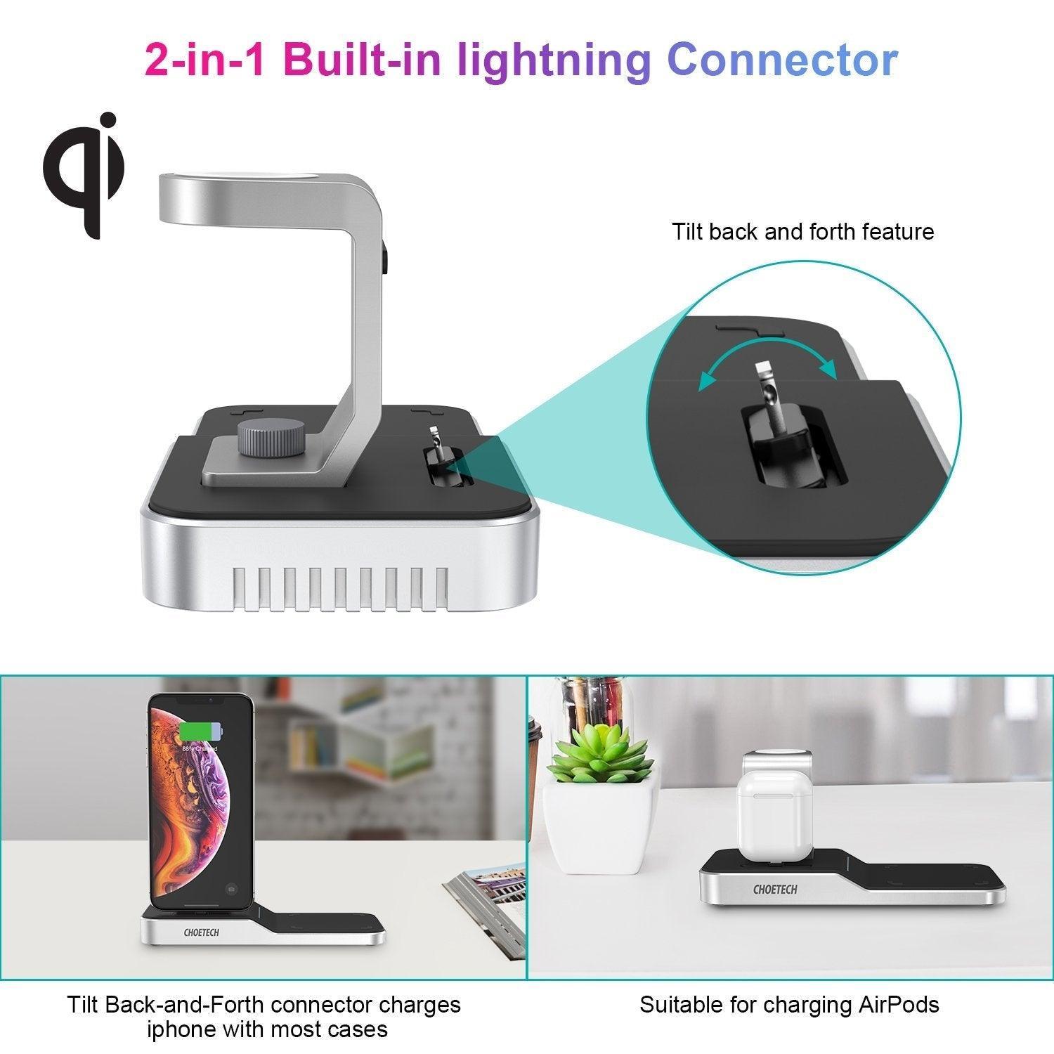 CHOETECH T316 4-in-1 Wireless Charging Station for iPhone/Apple Watch/iPod and all Qi Wireless Cell phones - John Cootes