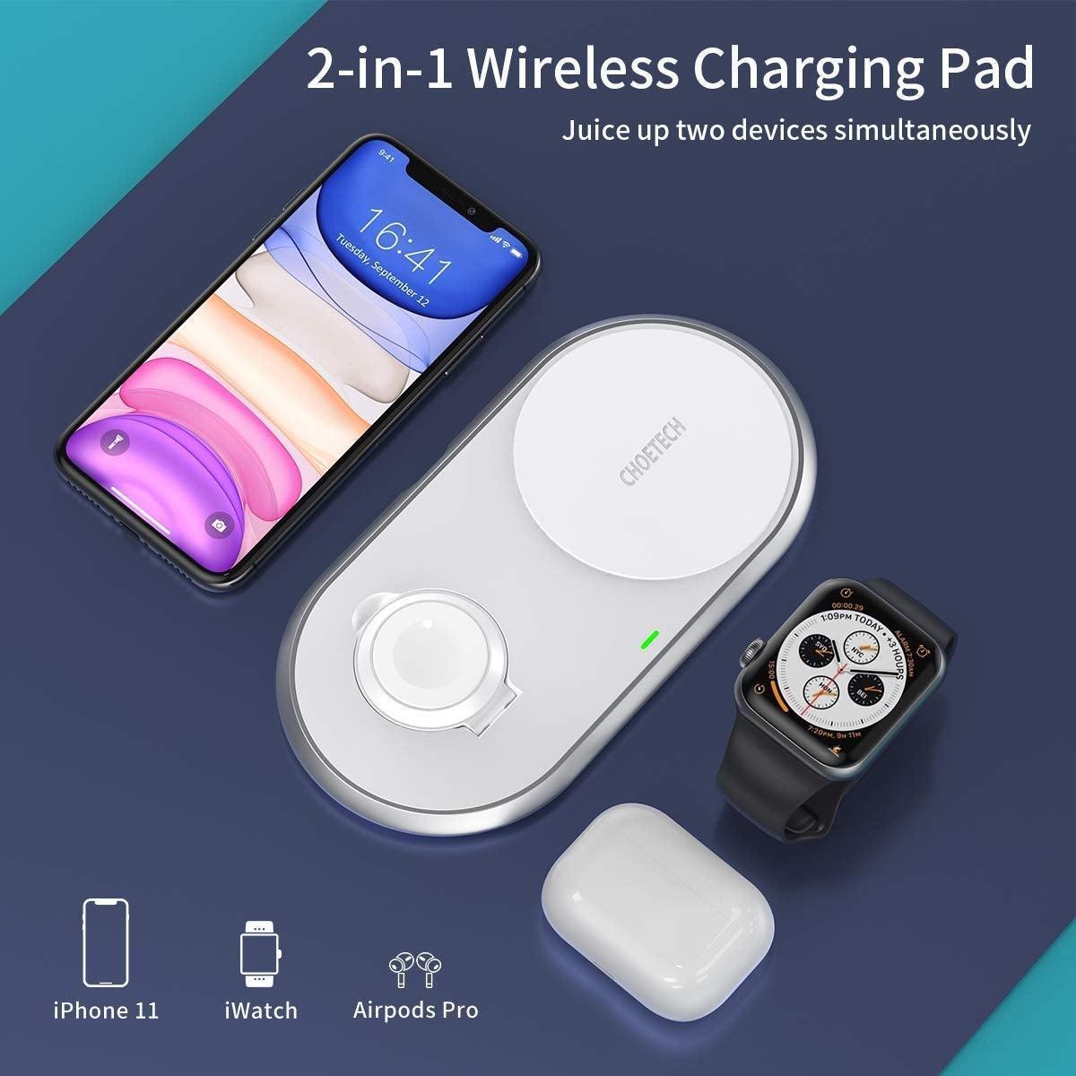 CHOETECH T317 2-in-1 Dual Wireless Charger Pad (MFI Certified) - John Cootes