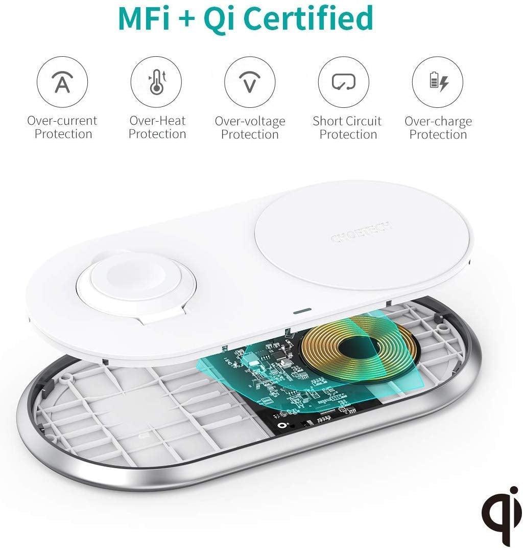 CHOETECH T317 2-in-1 Dual Wireless Charger Pad (MFI Certified) - John Cootes