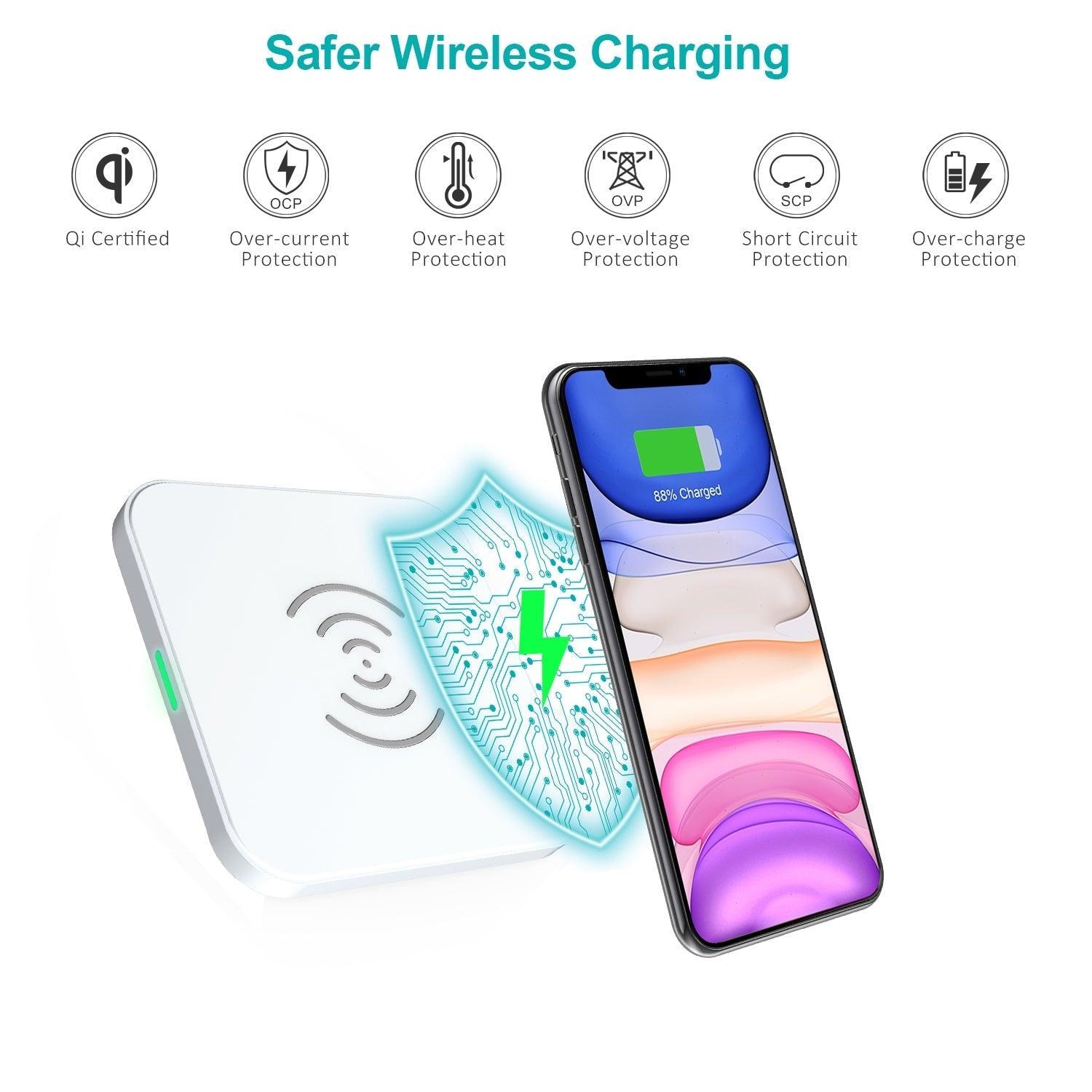 CHOETECH T511-S Qi Certified 10W/7.5W Fast Wireless Charger Pad (White) - John Cootes