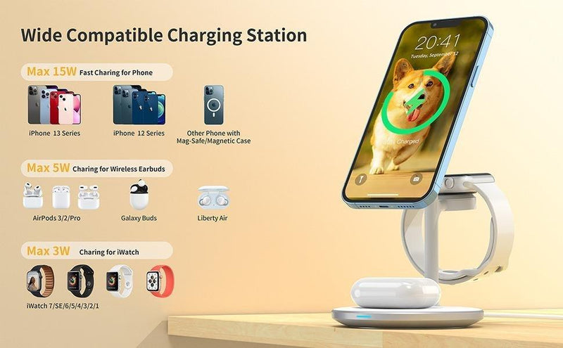 CHOETECH T585-F 3-in-1 Wireless Charging Station Dock - John Cootes