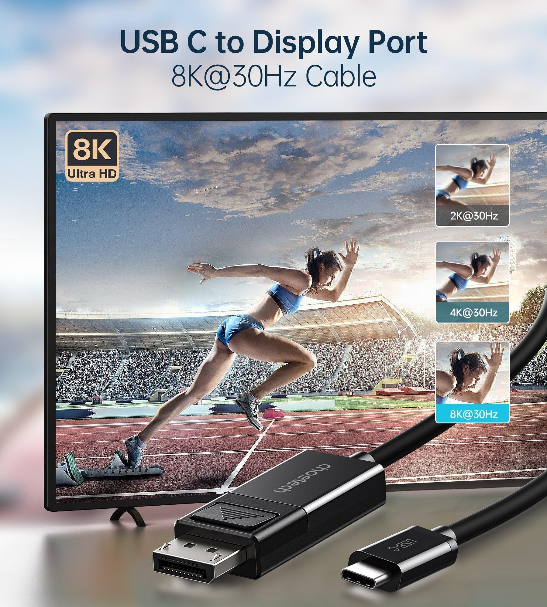 CHOETECH XCP-1803 USB-C To DisplayPort Cable 8K@30Hz 1.8M Two-Way - John Cootes