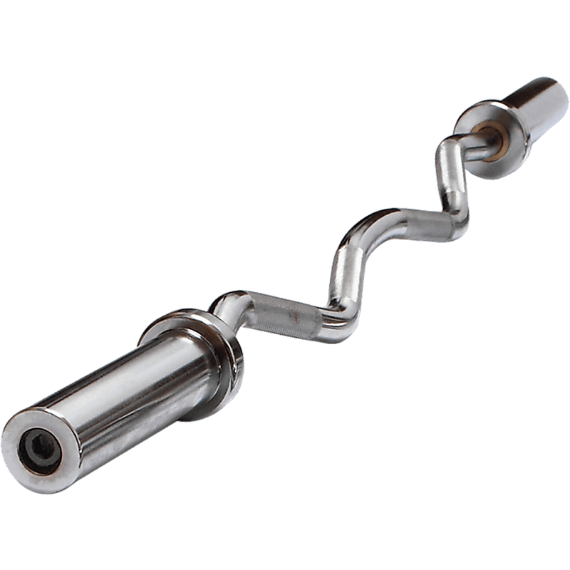 Chrome Olympic Curl Bar Barbell Heavy Duty EZ with Spring Collars - John Cootes