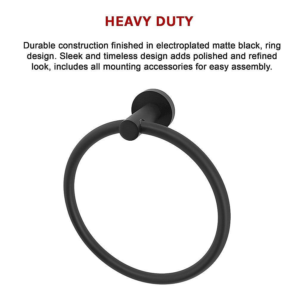 Classic Towel Bar Rail Ring Electroplated Matte Black Finish - John Cootes