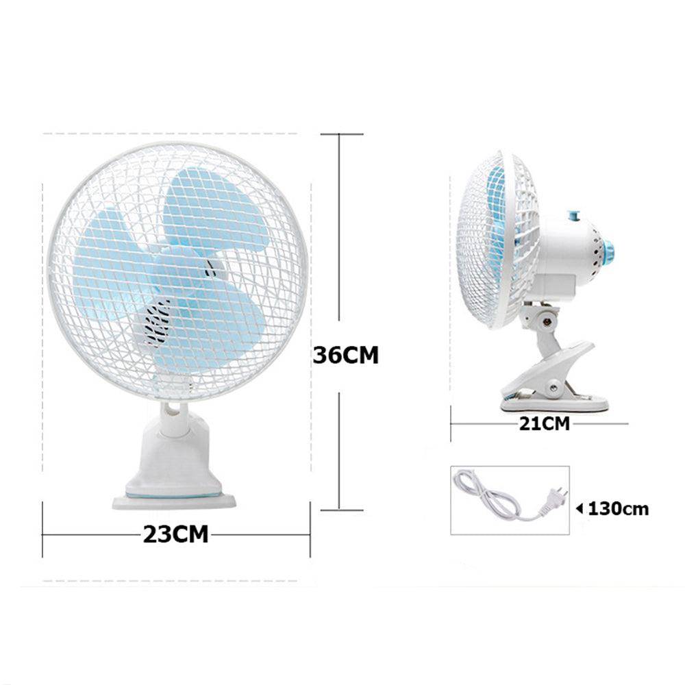 Clip Fan 180mm 2 Speed Power Saver Oscillating Grow Tent Hydroponics/ Desk Fan - John Cootes