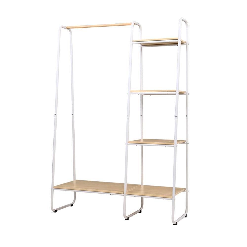 Closet Storage Rack Clothes Hanger Shelf Garment Rail Stand Wardrobe Organiser White - John Cootes