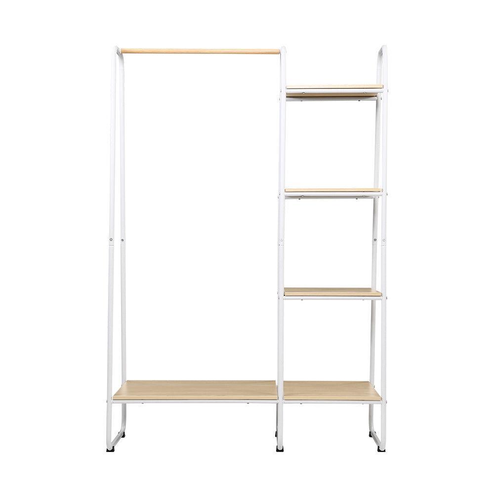 Closet Storage Rack Clothes Hanger Shelf Garment Rail Stand Wardrobe Organiser White - John Cootes