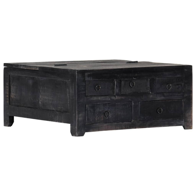 Coffee Table Black 65x65x30 Cm Solid Mango Wood - John Cootes
