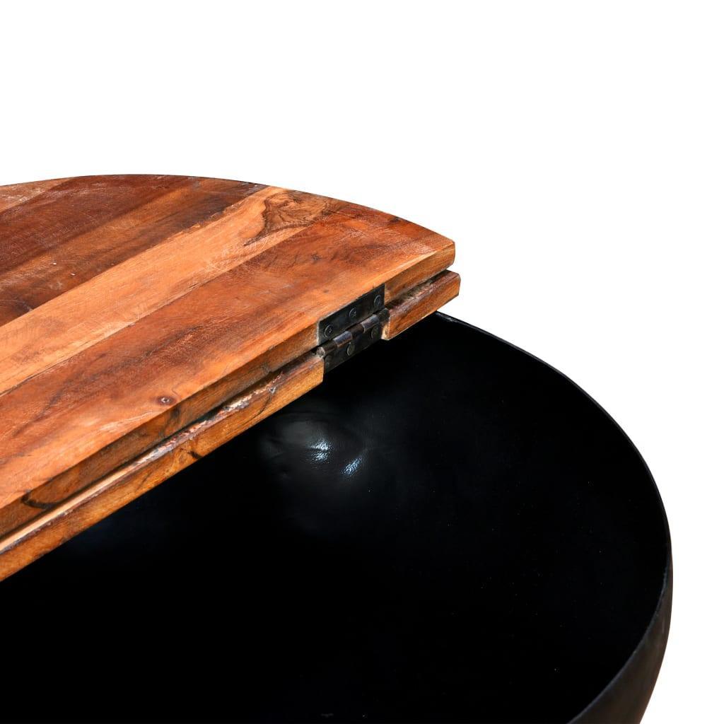 Coffee Table Set 2 Pieces Solid Reclaimed Wood Black Bowl Shape - John Cootes