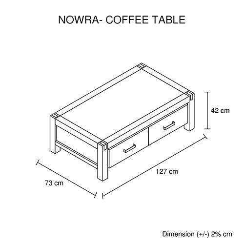 Coffee Table Solid Acacia Wood & Veneer 1 Drawers Storage Oak Colour - John Cootes