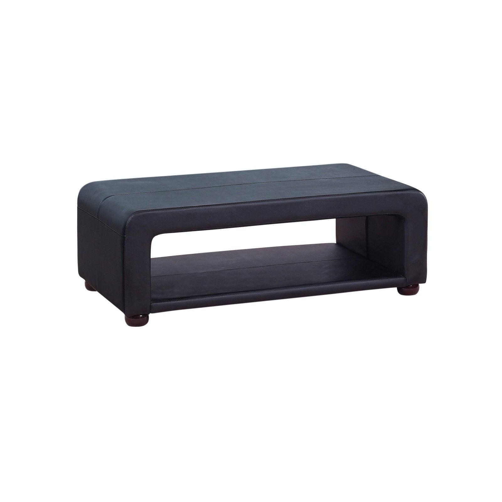 Coffee Table Upholstered PU Leather in Black Colour with open storage - John Cootes