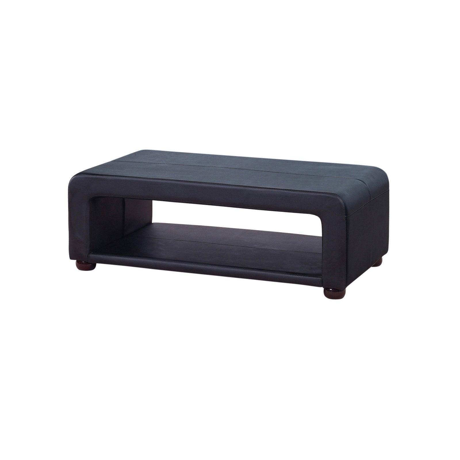 Coffee Table Upholstered PU Leather in Black Colour with open storage - John Cootes