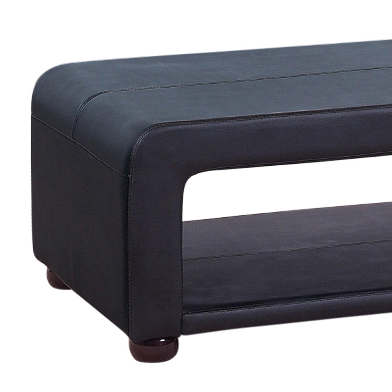 Coffee Table Upholstered PU Leather in Black Colour with open storage - John Cootes