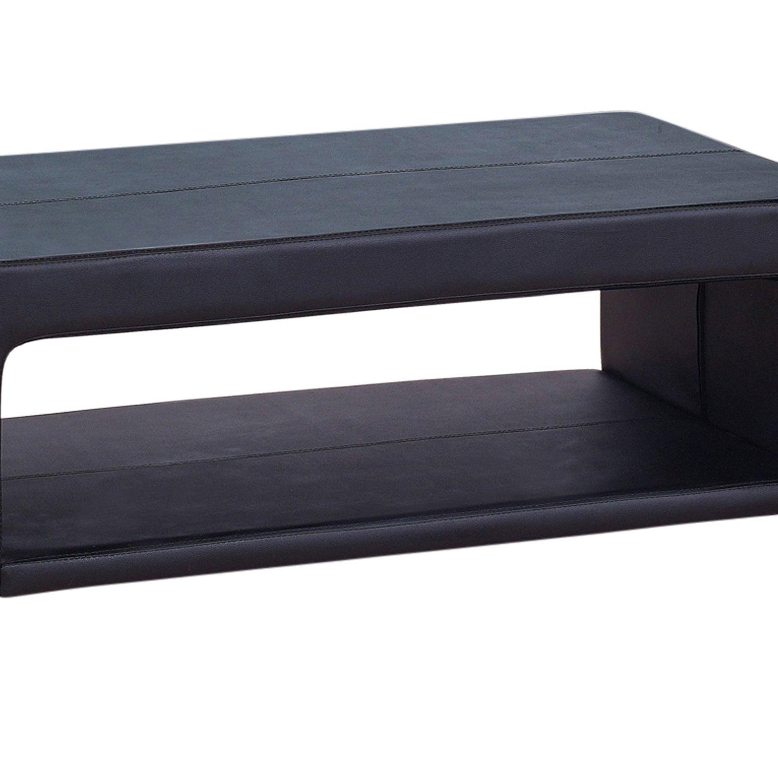 Coffee Table Upholstered PU Leather in Black Colour with open storage - John Cootes