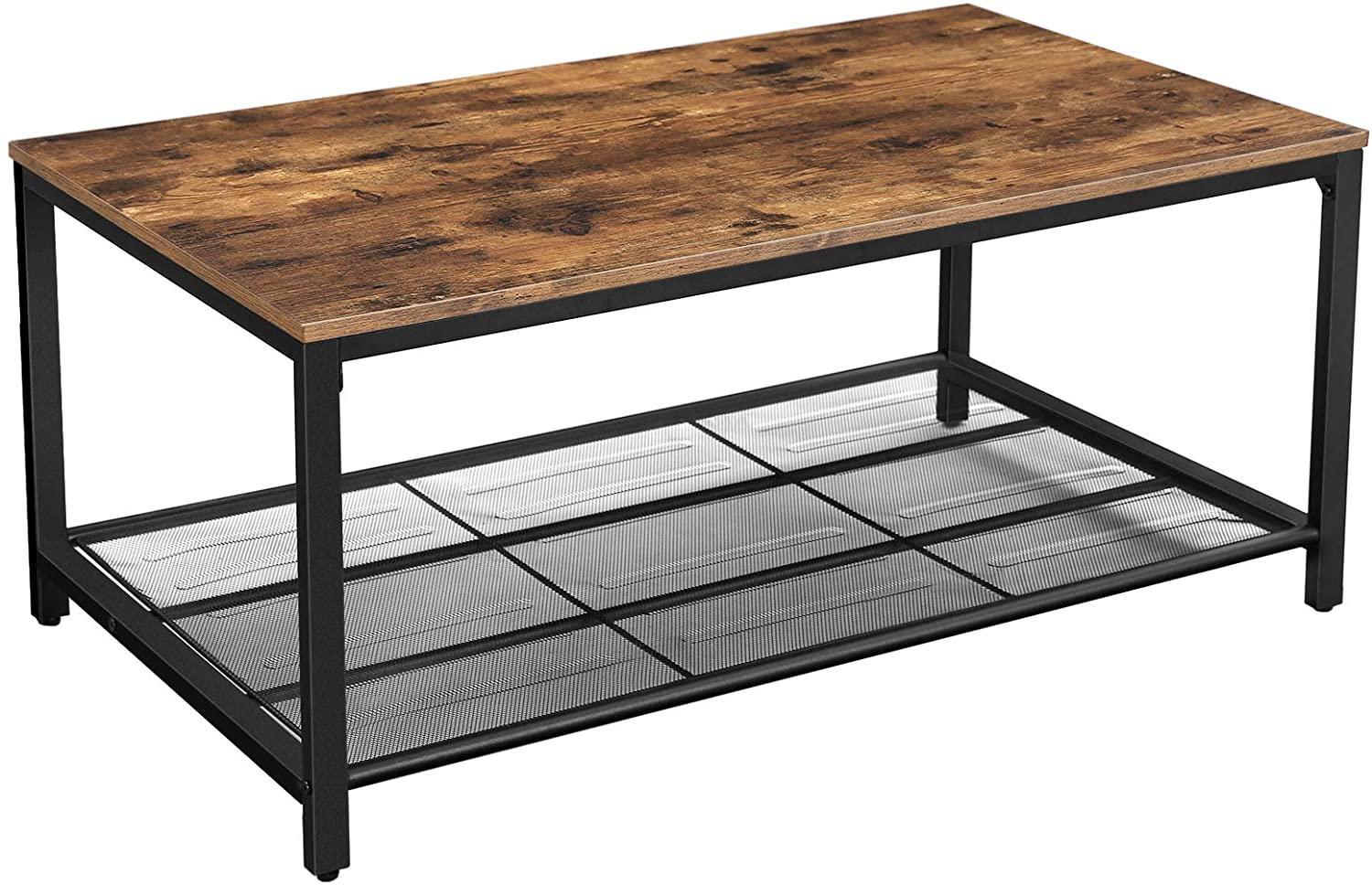 Coffee Table with Dense Mesh Shelf Rustic Brown - John Cootes