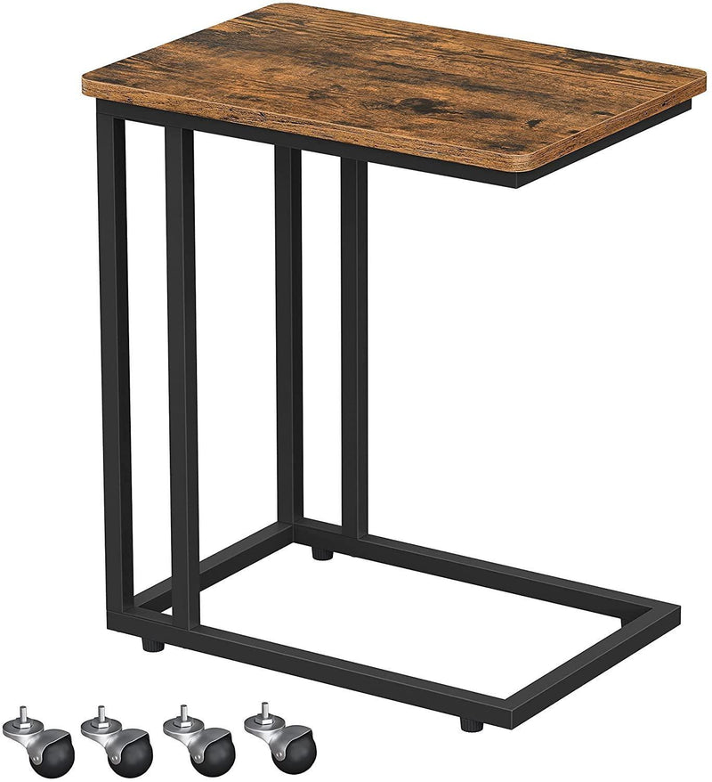 Coffee Table with Steel Frame and Castors Rustic Brown and Black - John Cootes
