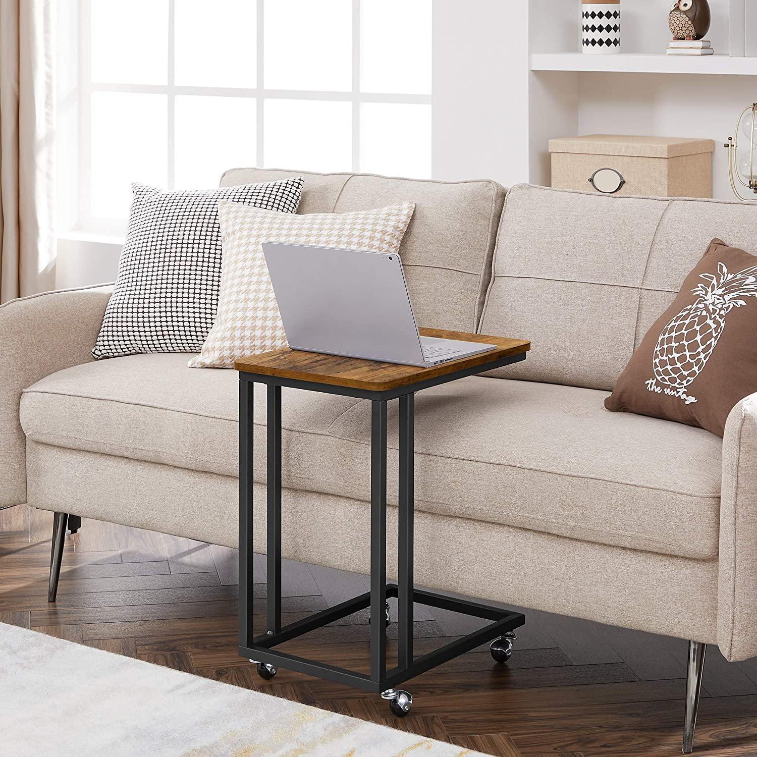 Coffee Table with Steel Frame and Castors Rustic Brown and Black - John Cootes