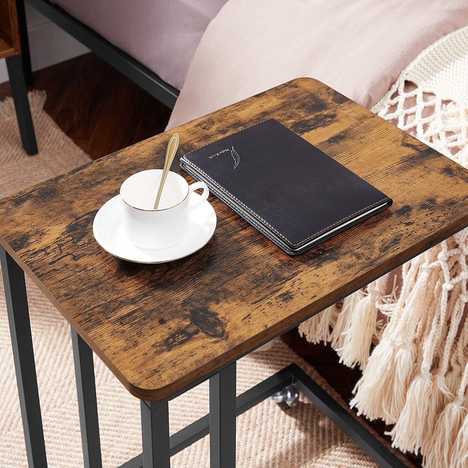 Coffee Table with Steel Frame and Castors Rustic Brown and Black - John Cootes