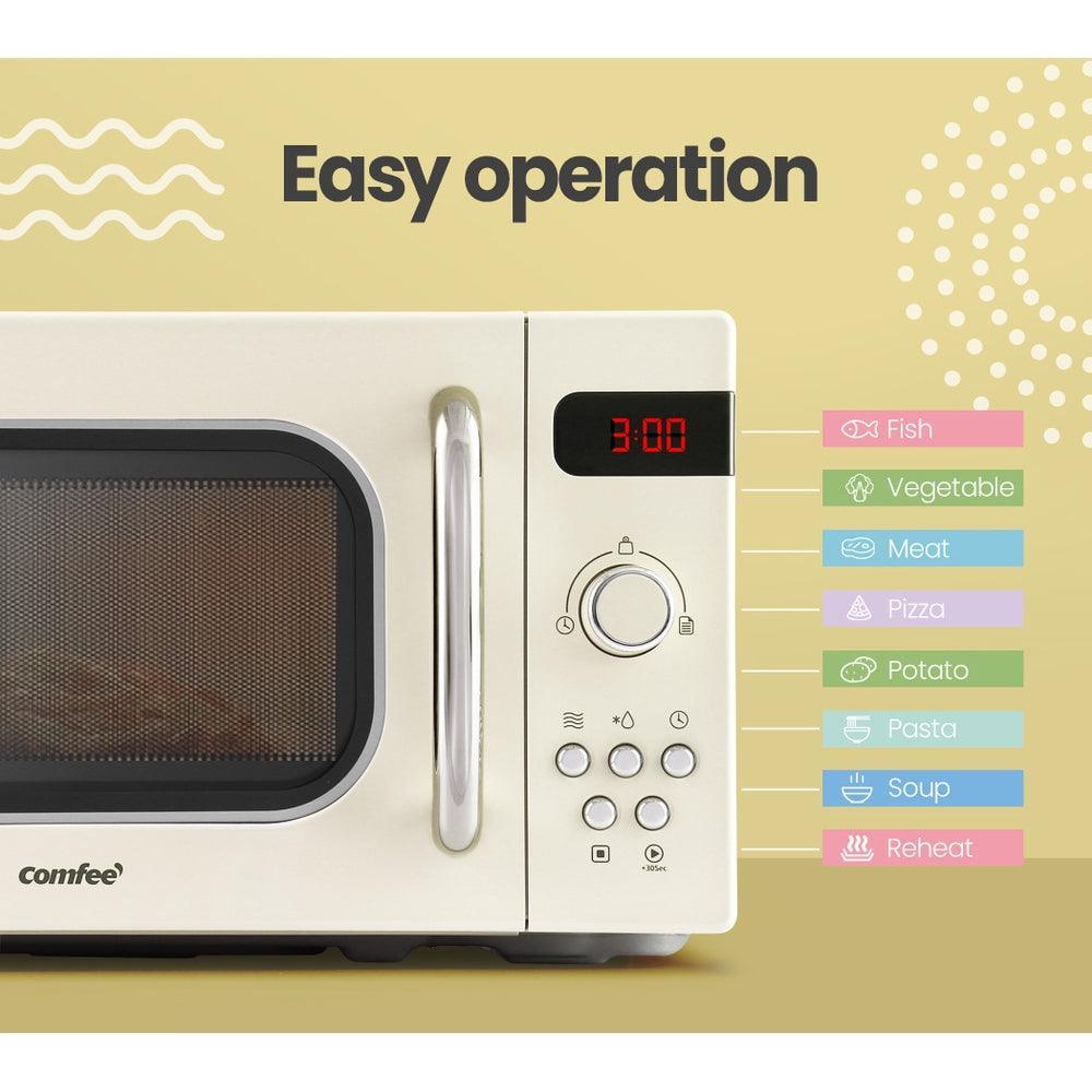 Comfee 20L Microwave Oven 800W Countertop Kitchen 8 Cooking Settings Cream - John Cootes