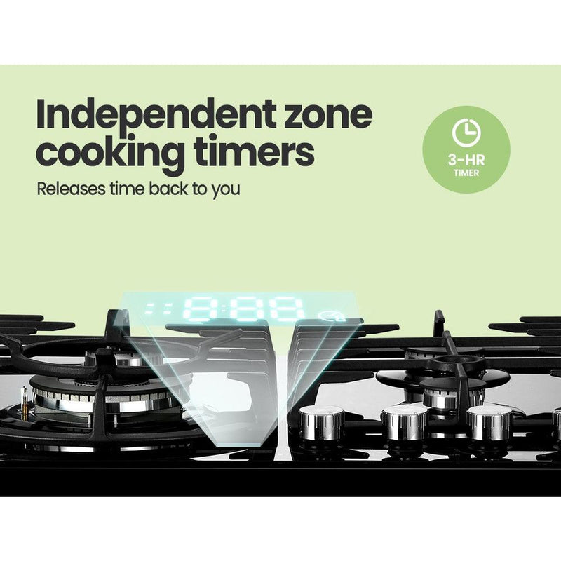 Comfee 60cm Gas Cooktop 4 Burners Kitchen Gas Hob Trivets Stove Cook Top Black - John Cootes