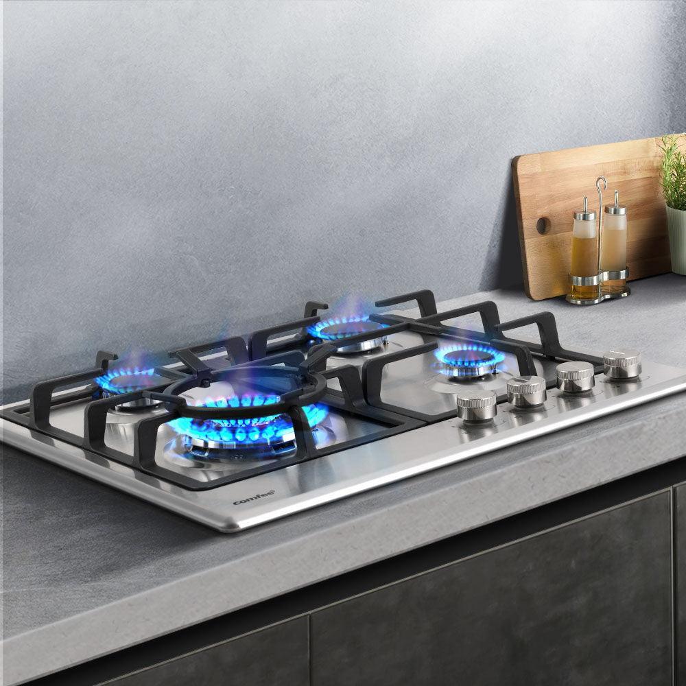 Comfee 60cm Gas Cooktop Stainless Steel 4 Burners Kitchen Stove Cook Top NG LPG - John Cootes