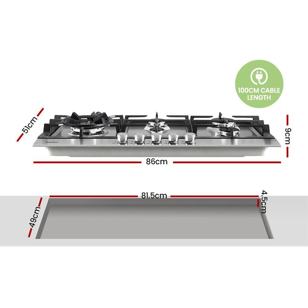 Comfee Gas Cooktop Stainless Steel 5 Burner Kitchen Gas Stove Cook Top NG LPG - John Cootes