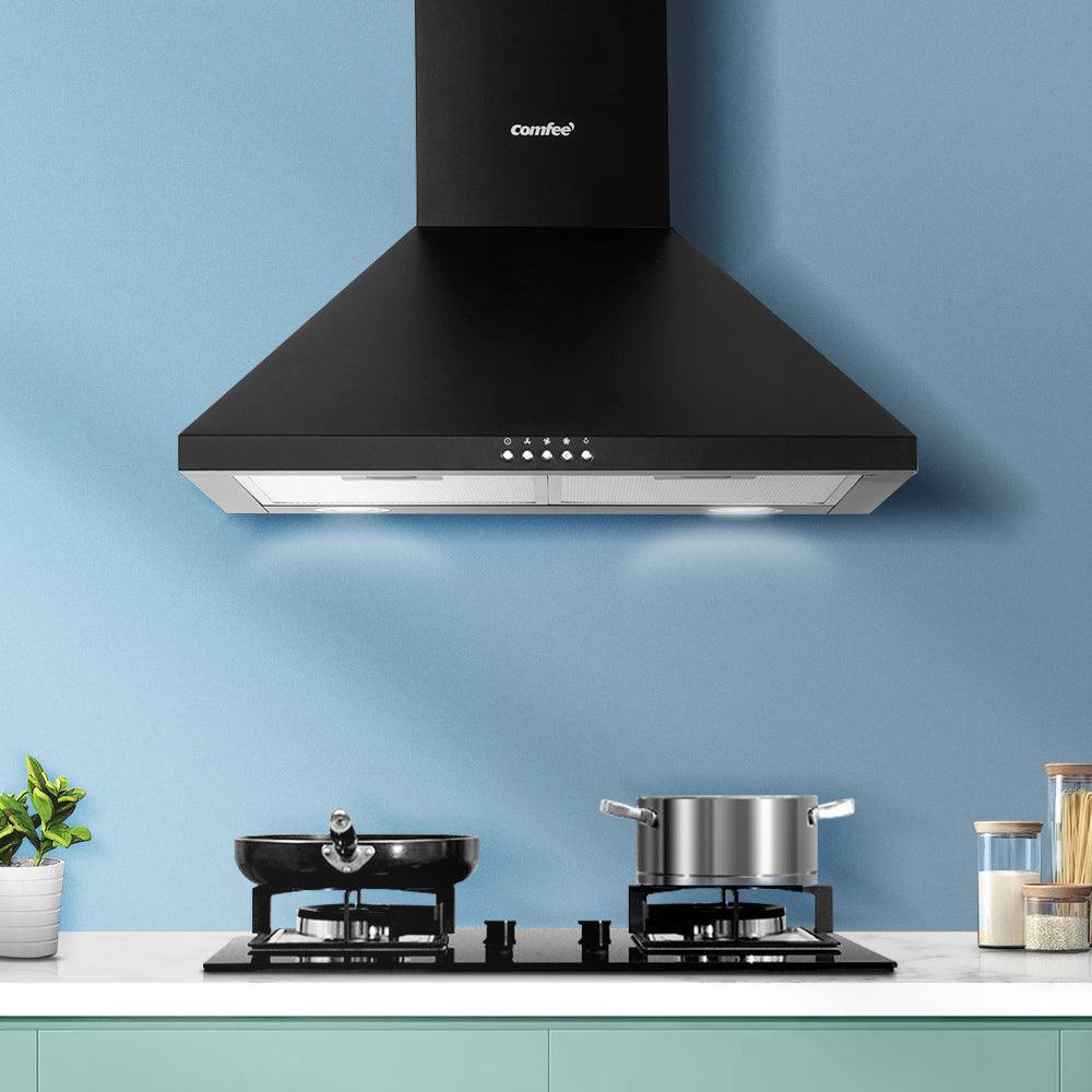 Comfee Rangehood 600mm Range Hood Home Kitchen Wall Mount Canopy 60cm Black - John Cootes