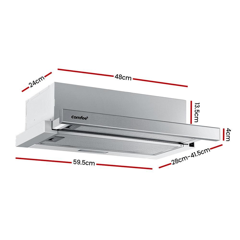 Comfee Rangehood 600mm Range Hood Slide Out 60cm Stainless Steel Kitchen Canopy - John Cootes