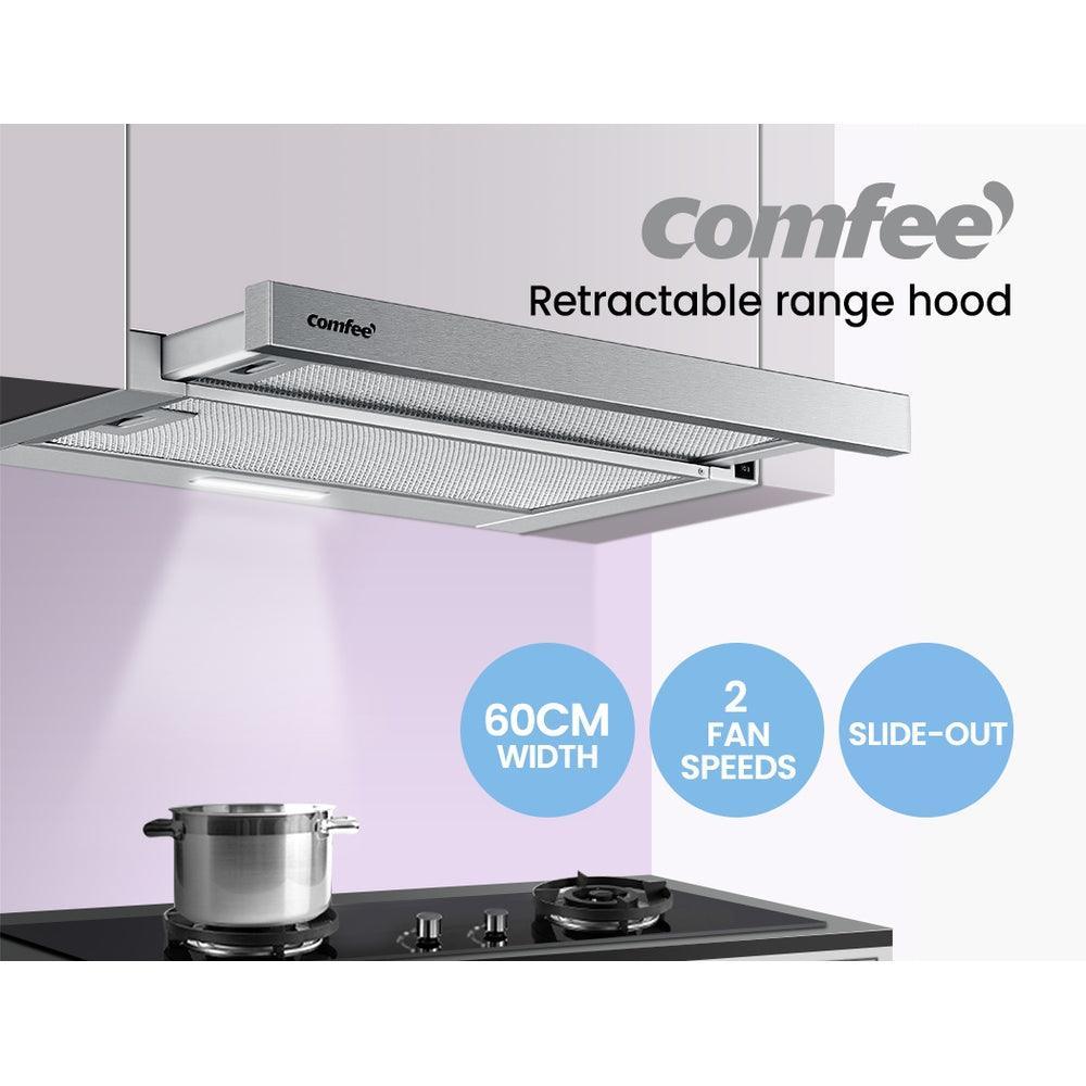 Comfee Rangehood 600mm Range Hood Slide Out 60cm Stainless Steel Kitchen Canopy - John Cootes