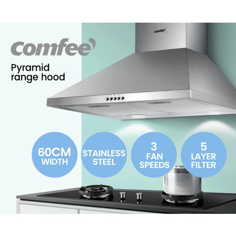 Comfee Rangehood 600mm Range Hood Stainless Steel Home Kitchen Canopy Vent 60cm - John Cootes