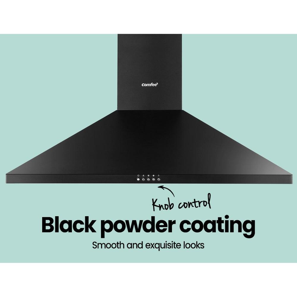 Comfee Rangehood 900mm Range Hood Home Kitchen Wall Mount Canopy 90cm Black - John Cootes