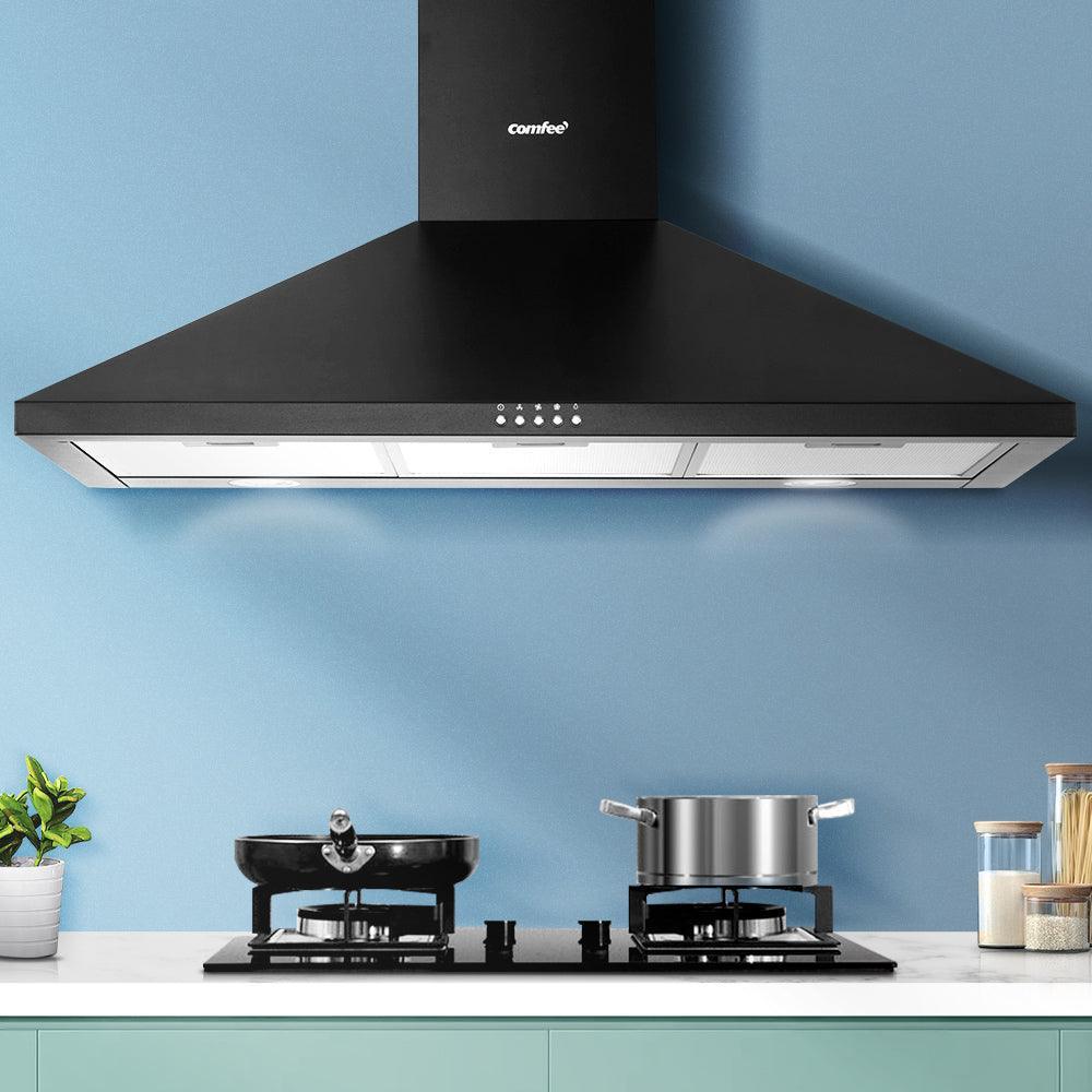 Comfee Rangehood 900mm Range Hood Home Kitchen Wall Mount Canopy 90cm Black - John Cootes