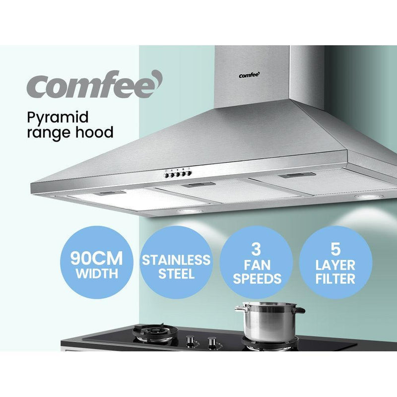 Comfee Rangehood 900mm Range Hood Stainless Steel Home Kitchen Canopy Vent 90cm - John Cootes