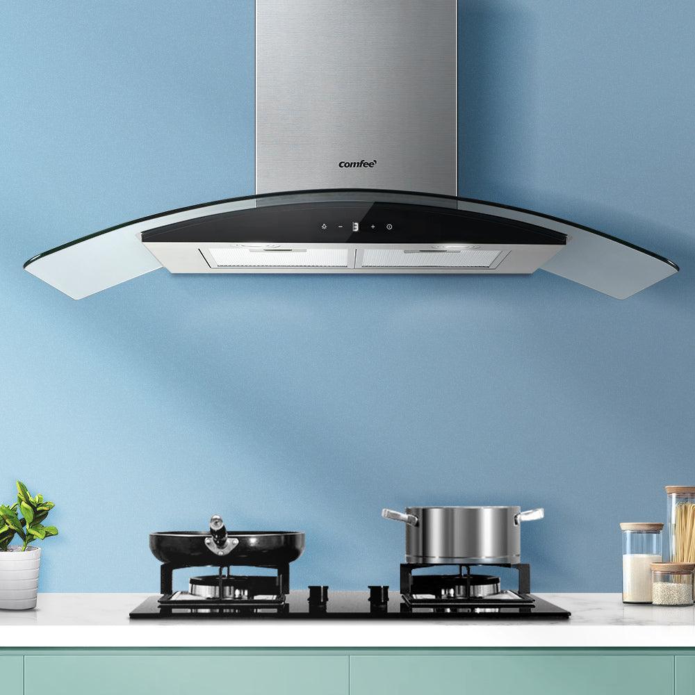 Comfee Rangehood 900mm Range Hood Stainless Steel LED Glass Home Kitchen Canopy - John Cootes