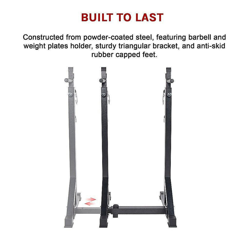 Commercial Squat Rack Adjustable Pair Fitness Exercise Weight Lifting Gym Barbell Stand - John Cootes