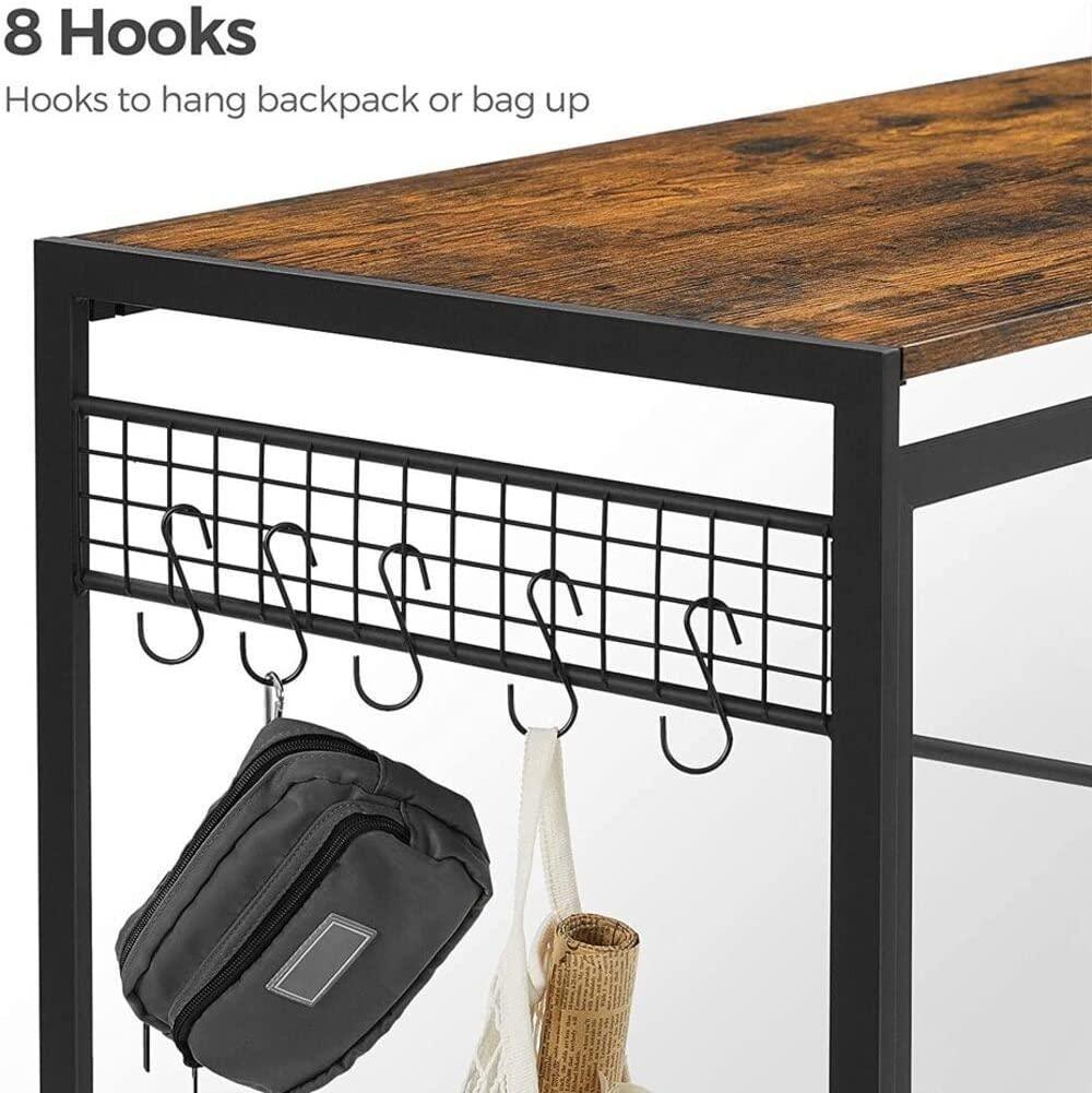 Computer Desk with 8 Hooks Rustic Brown and Black - John Cootes