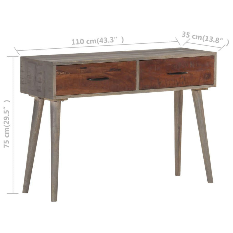 Console Table Grey 110x35x75 Cm Solid Rough Mango Wood - John Cootes