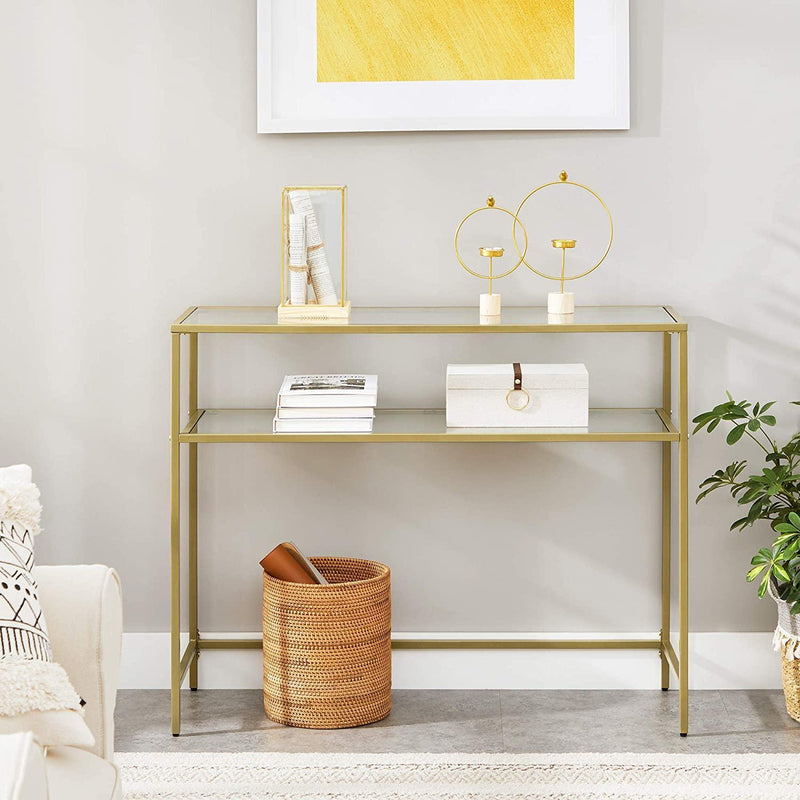 Console Table Metal Frame with 2 Shelves Adjustable Feet - John Cootes