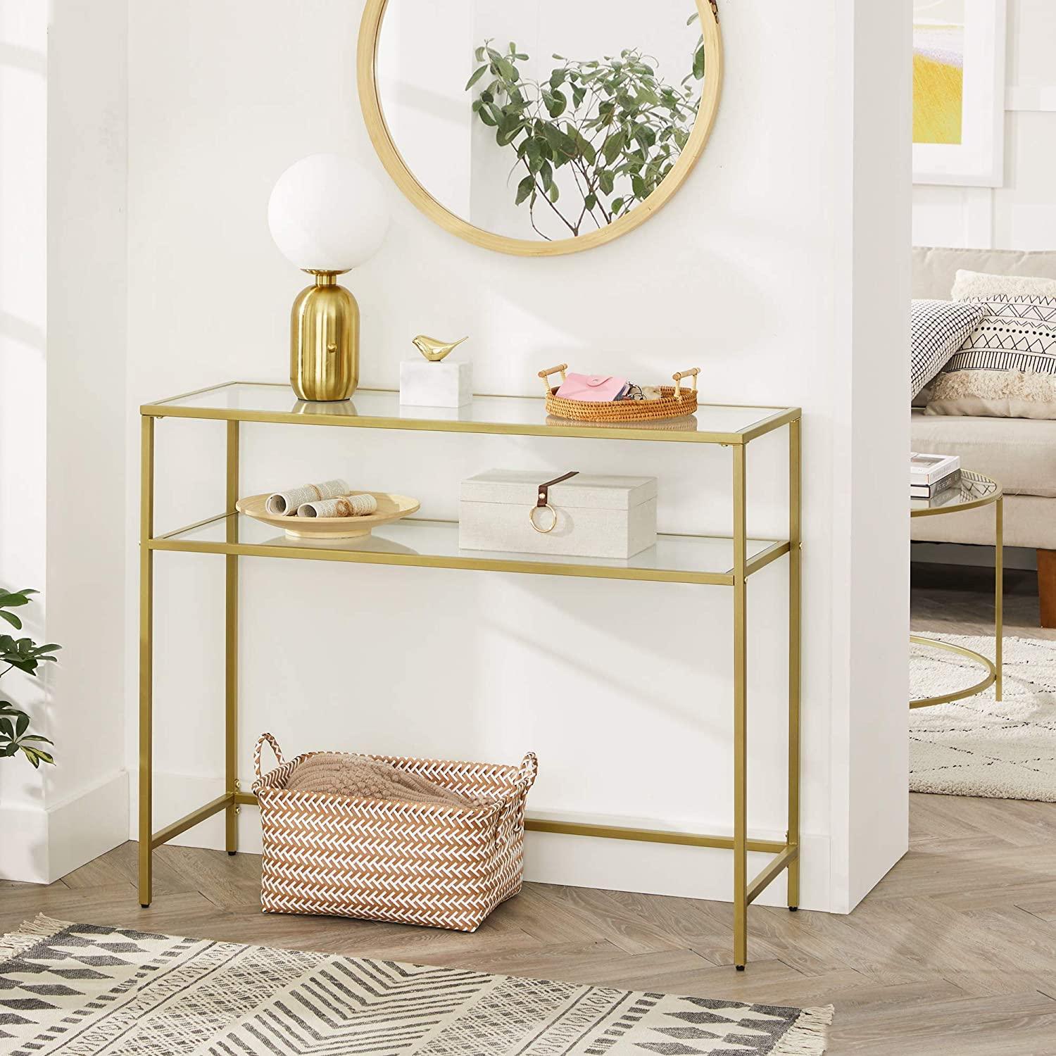 Console Table Metal Frame with 2 Shelves Adjustable Feet - John Cootes