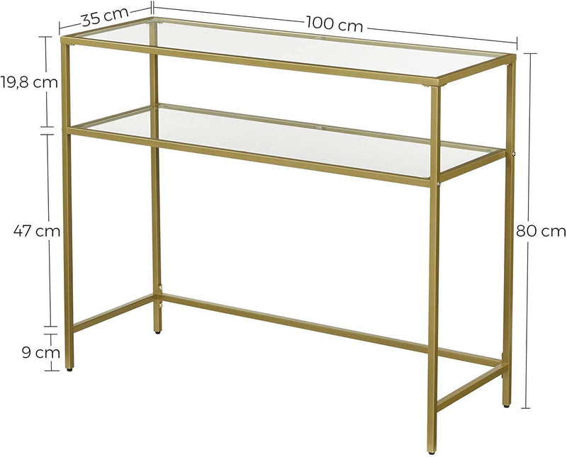 Console Table Metal Frame with 2 Shelves Adjustable Feet - John Cootes