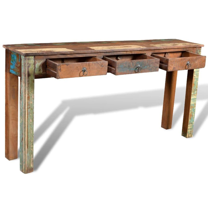 Console Table With 3 Drawers Reclaimed Wood - John Cootes