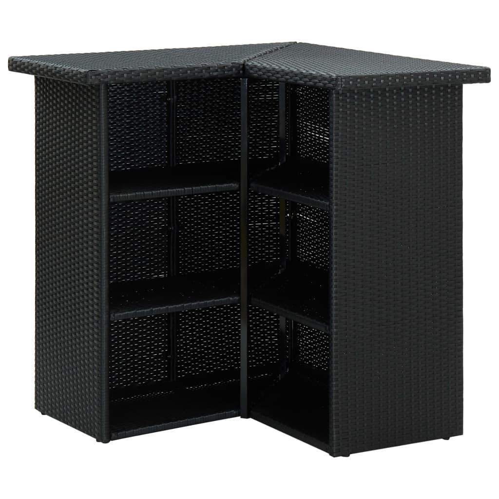 Corner Bar Table Black 100x50x105 Cm Poly Rattan - John Cootes