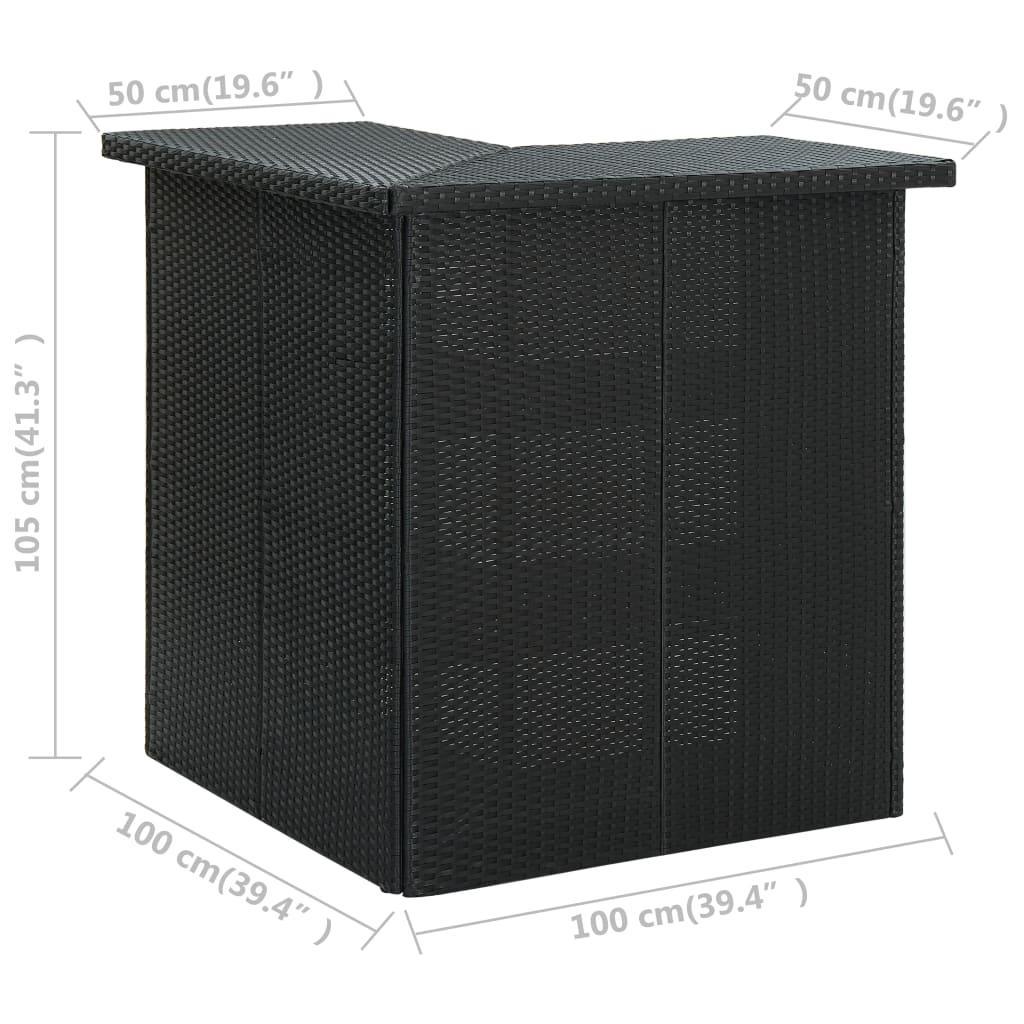 Corner Bar Table Black 100x50x105 Cm Poly Rattan - John Cootes