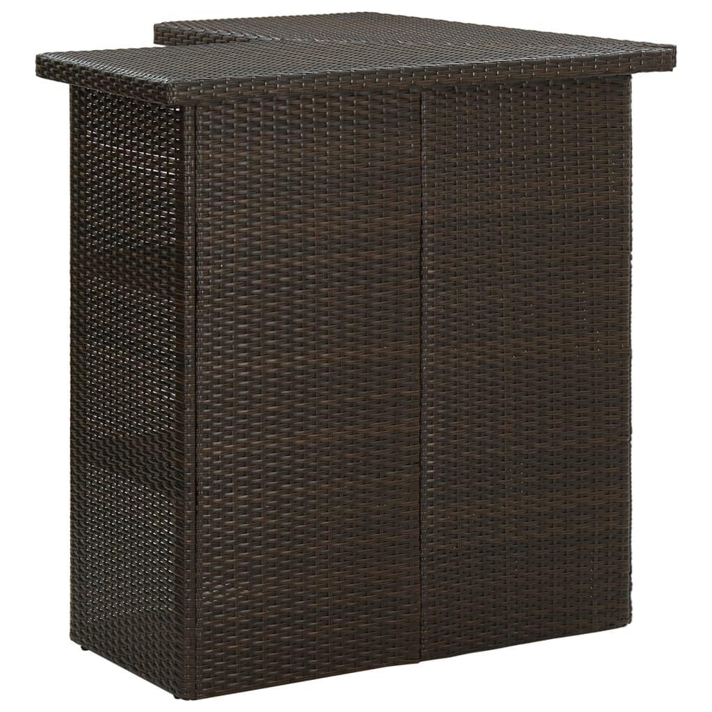Corner Bar Table Brown 100x50x105 Cm Poly Rattan - John Cootes